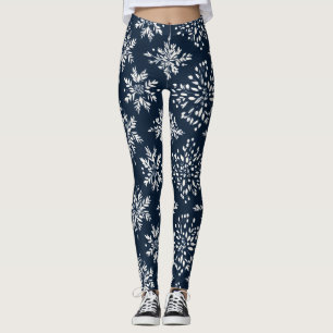 Leggings Motif de flocons de neige floraux