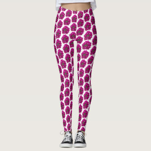 Leggings Motif de floraison magenta