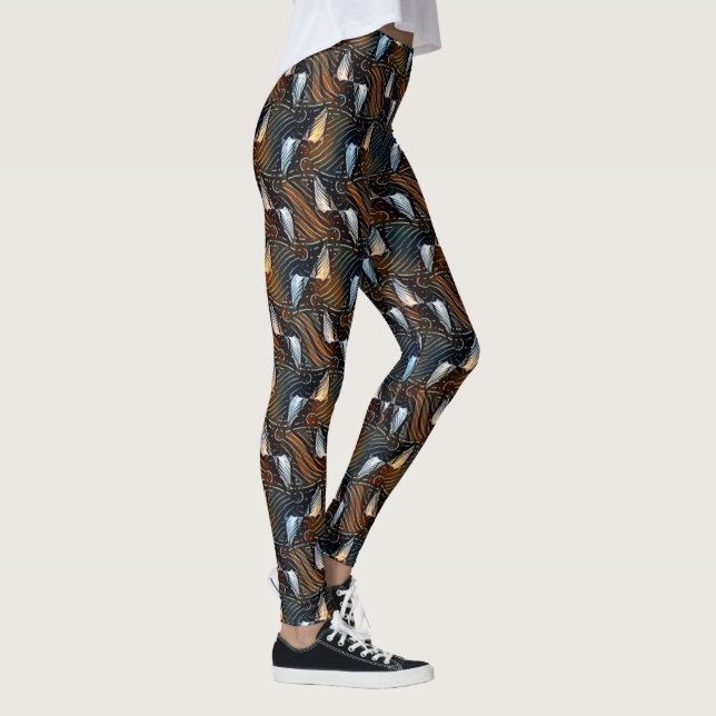 Leggings Motif de flux géométrique abstrait de vagues de cu (Droite)