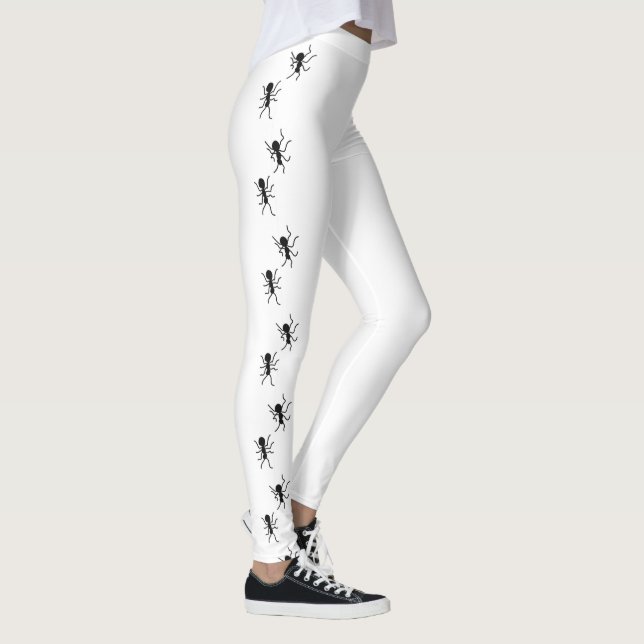 Leggings Motif de fourmis noires sur fond blanc (Droite)