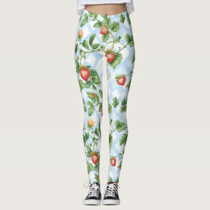 Leggings Motif de fraise et feuille de charme - Vintage