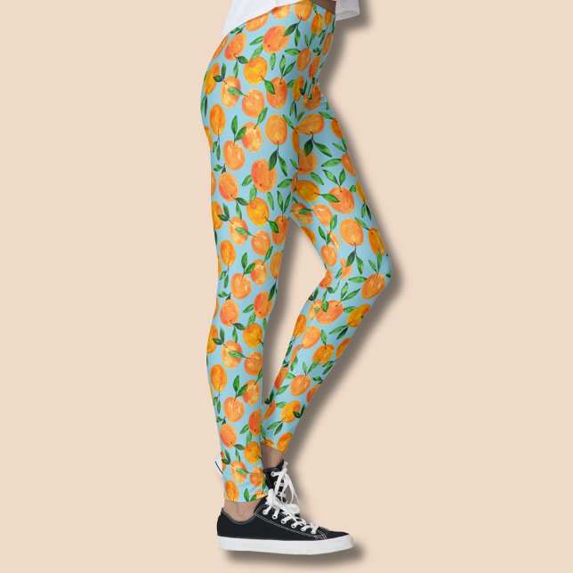 Leggings Motif de fruits d'oranges d'agrumes (Oranges citrus fruit patterned summer leggings)