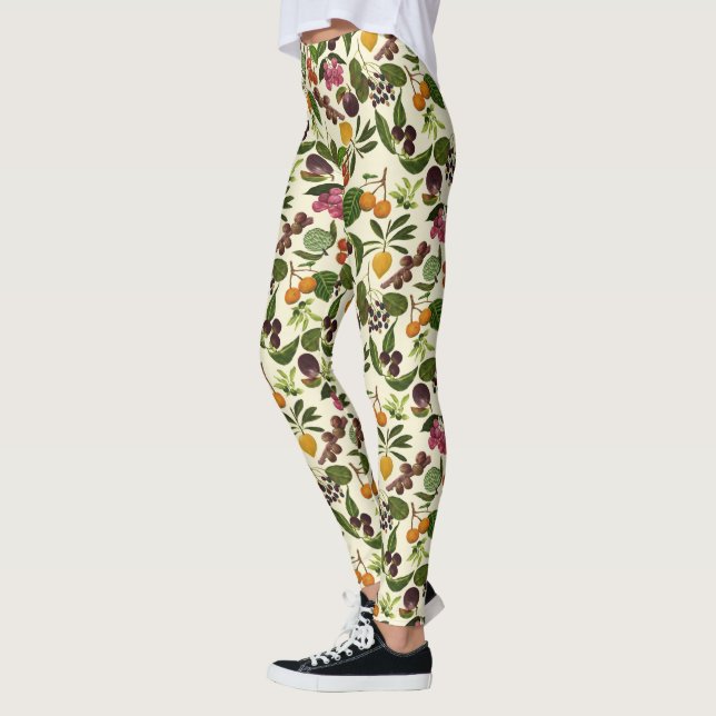 Leggings Motif de fruits exotiques tropicaux peints à la ma (Gauche)