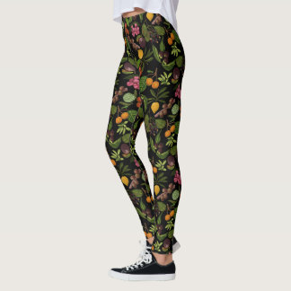 Leggings Motif de fruits exotiques tropicaux peints à la ma