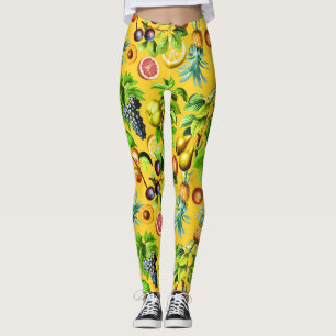 Leggings Motif de fruits sur fond jaune