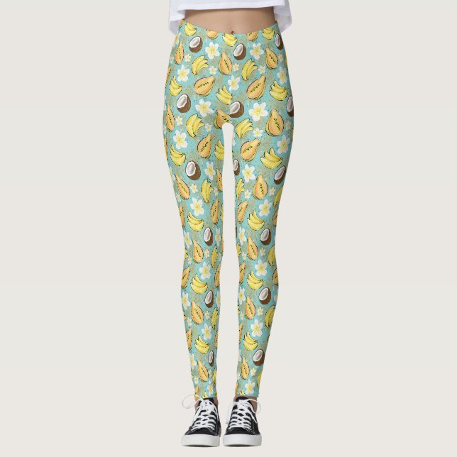 Leggings Motif de fruits tropicaux d'été (Devant)