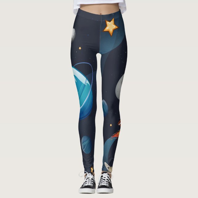 Leggings Motif de galaxie d'espace extra-atmosphérique plan (Devant)