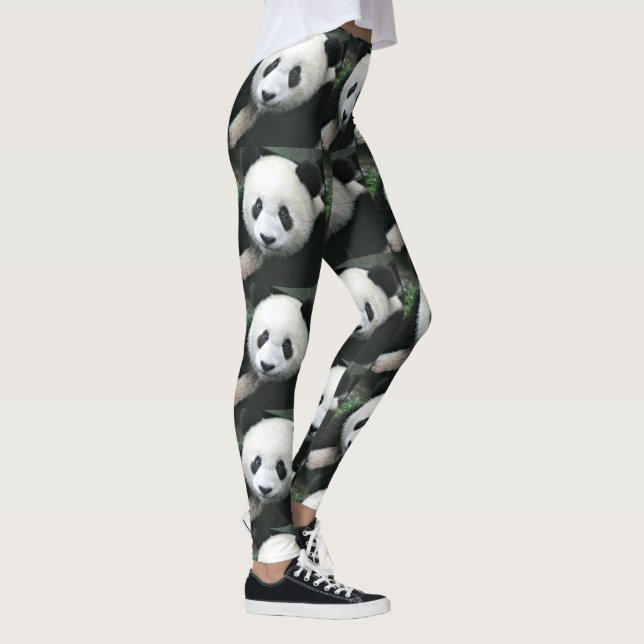 Leggings Motif de gazon à carreaux de Panda géant (Droite)