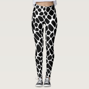 Leggings Motif de girafe en noir et blanc