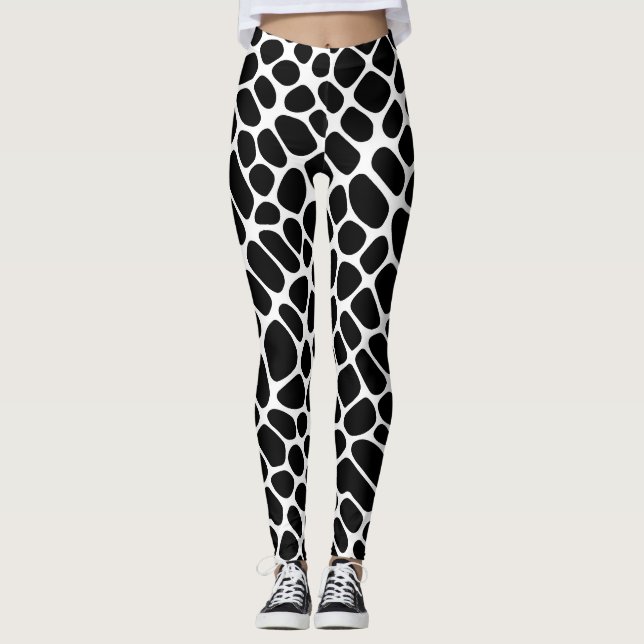 Leggings Motif de girafe en noir et blanc (Devant)