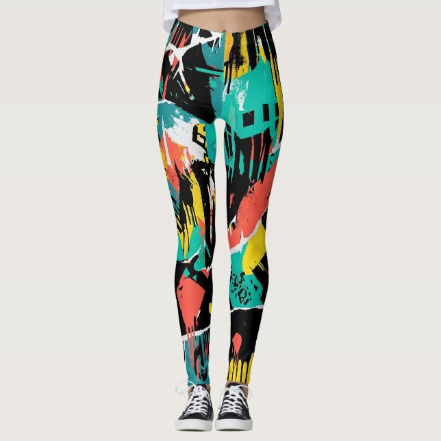 Leggings Motif de graffiti urbain coloré (13) (Devant)