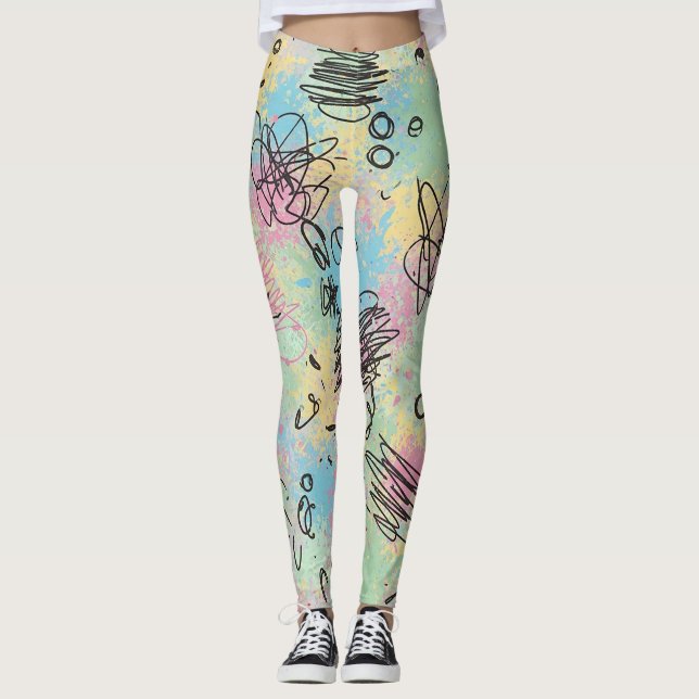 Leggings Motif de graffiti urbain coloré (4) (Devant)
