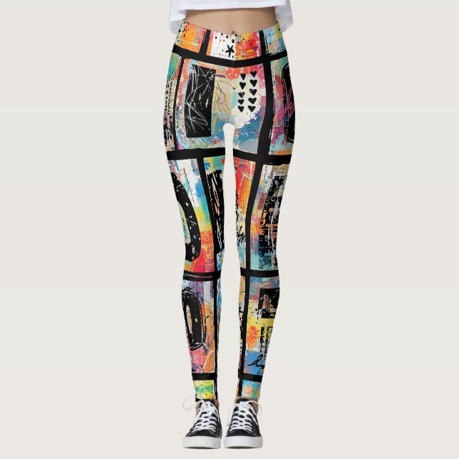 Leggings Motif de graffiti urbain coloré (5) (Devant)