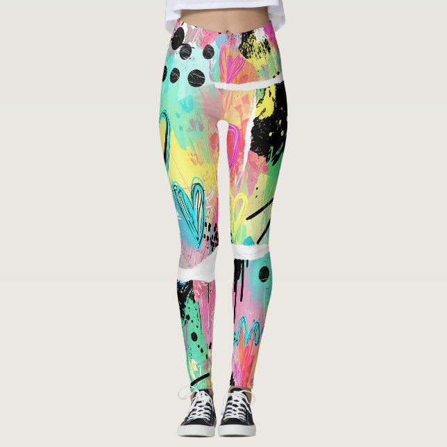Leggings Motif de graffiti urbain coloré (7) (Devant)