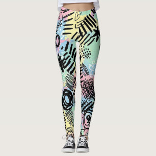 Leggings Motif de graffiti urbain coloré (9)