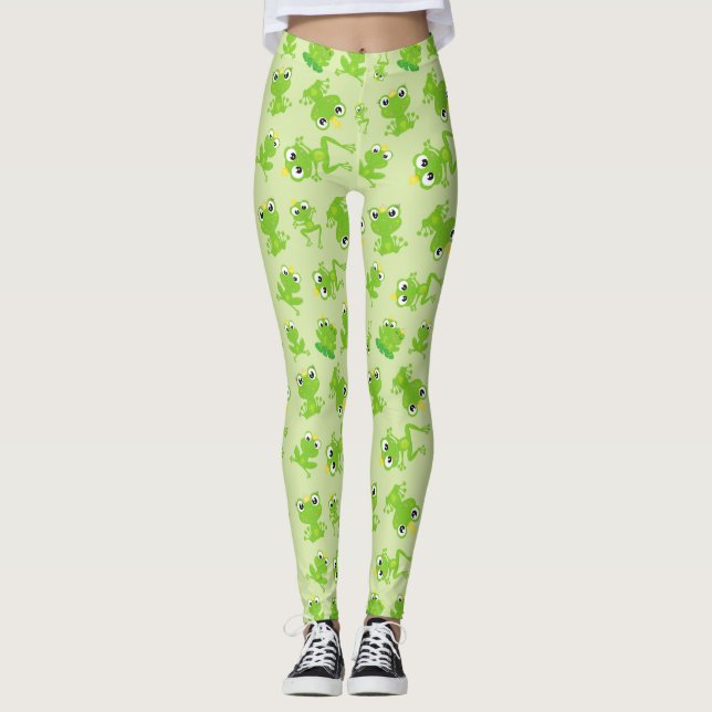 Leggings Motif de grenouille, Grenouilles mignonnes, Grenou (Devant)