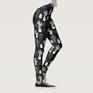 Leggings Motif de gribouillis noir et blanc