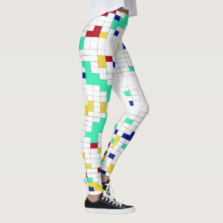 Leggings Motif de grille de blocs de couleurs géométriques