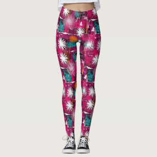 Leggings Motif de grunge abstrait avec pissenlit