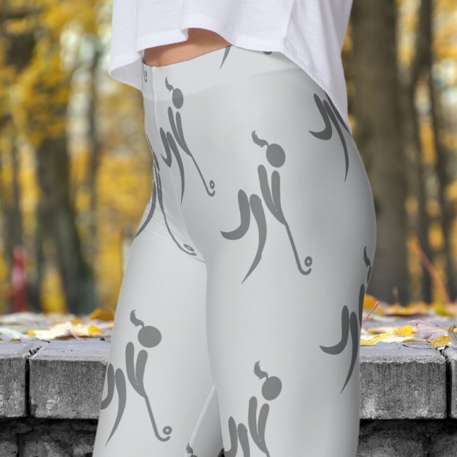 Leggings Motif de hockey féminin gris élégant (Womens Hockey on Light Gray Leggings)