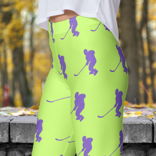 Leggings Motif de hockey sur glace féminine verte d'olive f