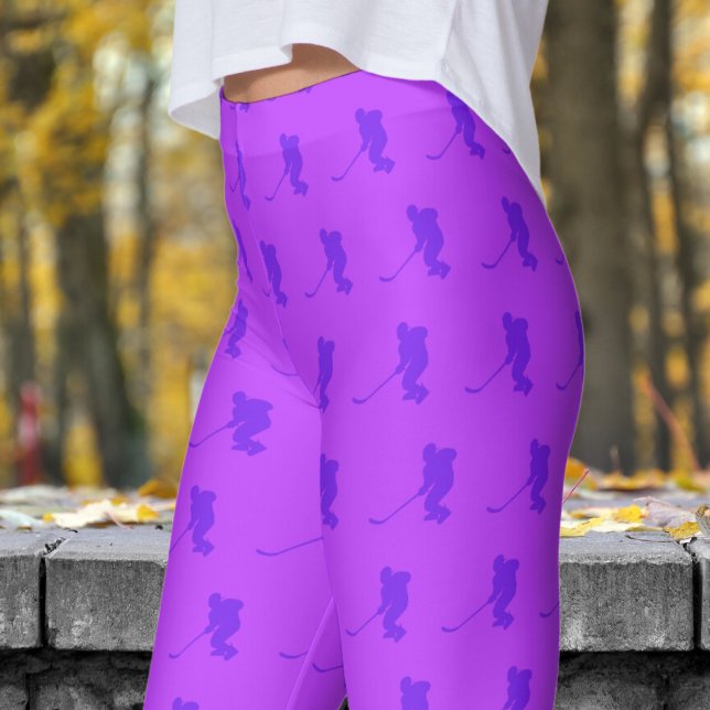 Leggings Motif de hockey sur glace Fraîche Orchidée (Womens Ice Hockey on Dark Orchid Leggings)