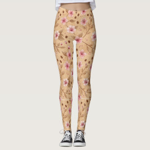 Leggings Motif de housse de café Fleur de Cerisier (5)