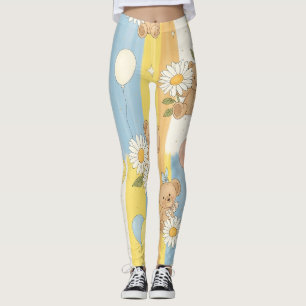 Leggings Motif de jardin de marguerites Ourson (12)