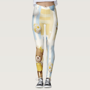 Leggings Motif de jardin de marguerites Ourson (8)