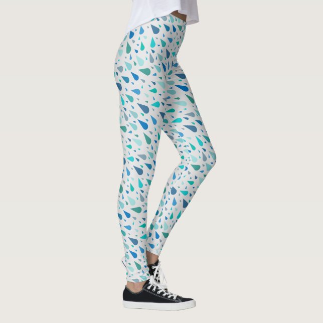 Leggings Motif de jour pluvieux avec gouttes bleues (Droite)