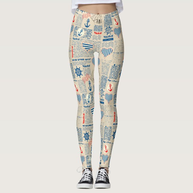 Leggings Motif de journal nautique (Devant)