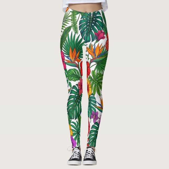 Leggings Motif de jungle florale tropicale (Devant)