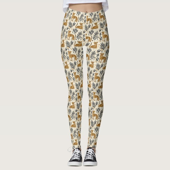 Leggings Motif de jungle léopard espiègle (Devant)