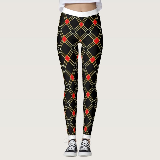 Leggings Motif de la croix d'or noir (Devant)