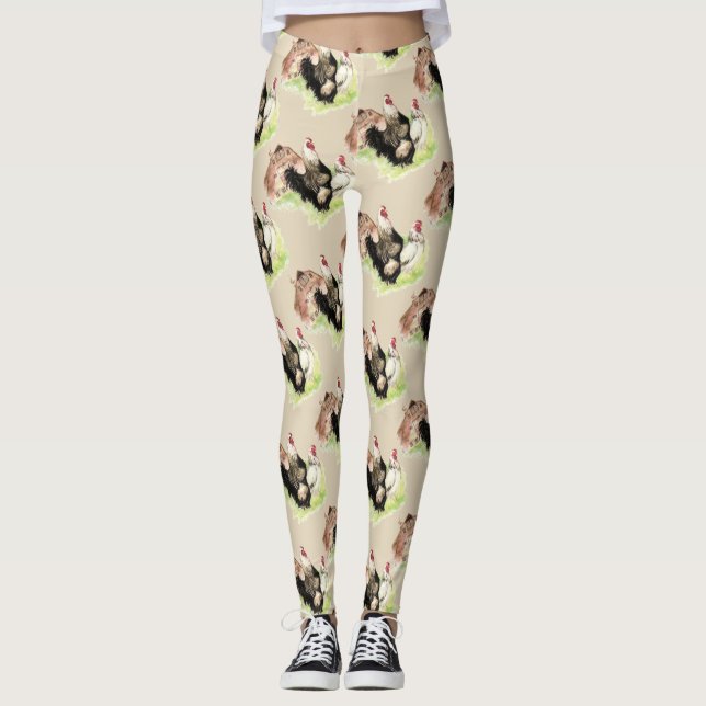 Leggings Motif de la ferme de coq de poulet amusant (Devant)