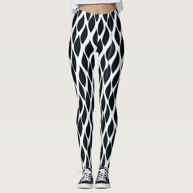 Leggings Motif de la grille noire (Devant)