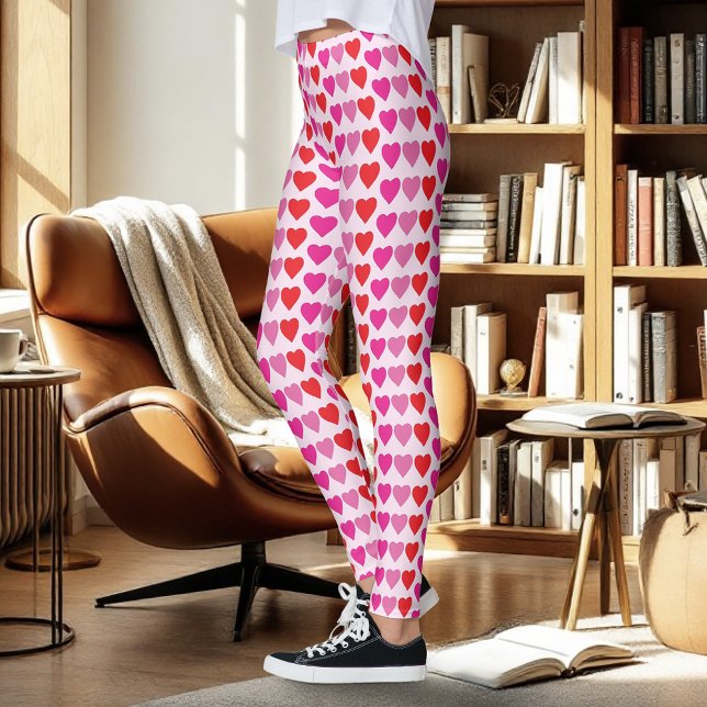 Leggings Motif de la Saint-Valentin Cœurs Fuchsia Rose Roug (Créateur téléchargé)