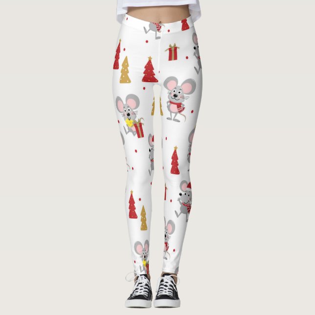 Leggings Motif de la souris de Noël (Devant)