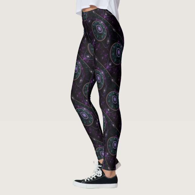 Leggings Motif de la sphère magique Turquoise violet noir (Gauche)