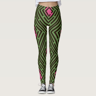 Leggings Motif de labyrinthe de noir de tache rose sur la