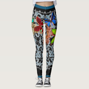 LEGGINGS MOTIF DE LACE ANTIQUE AVEC DES PAPILLONS
