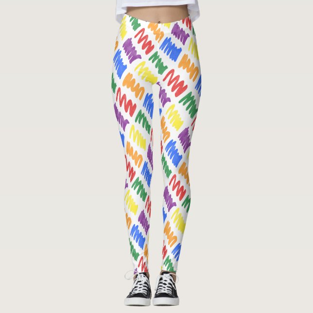 Leggings Motif de l'aquarelle arc-en-ciel (Devant)