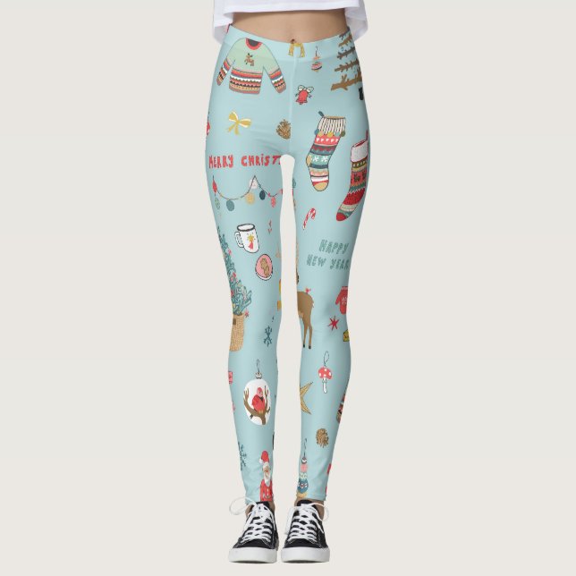 Leggings Motif de l'enlèvement de Noël du sapin des neiges (Devant)
