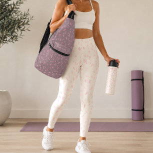 Leggings Motif de lettre rose aquarelle ivoire moderne
