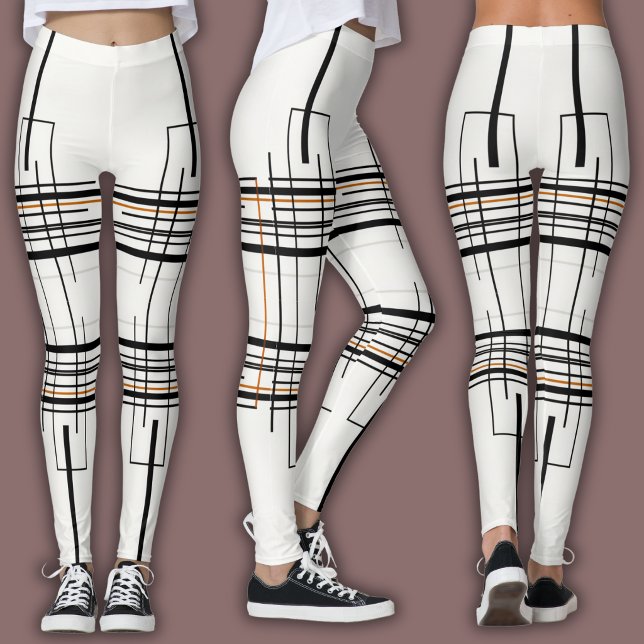 Leggings Motif de ligne abstrait | Quadrillage urbain (Créateur téléchargé)