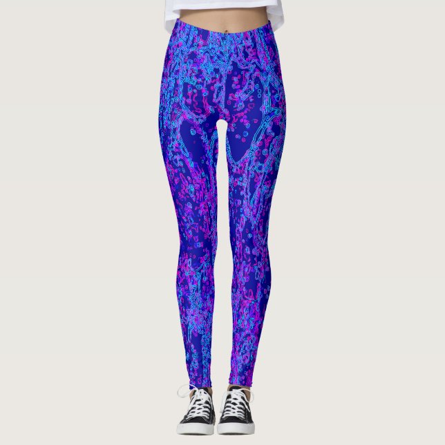 Leggings Motif de ligne courbe multicolore Neon (Devant)