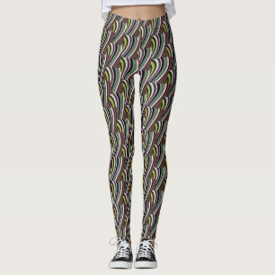 Leggings Motif de ligne courbe multicolore très unique