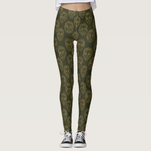 Leggings Motif de ligne de visage botanique rustique (2)