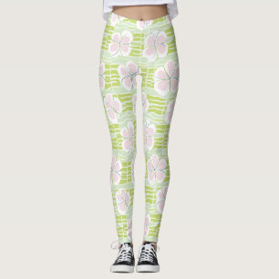 Leggings Motif de ligne florale abstrait moderne (9)