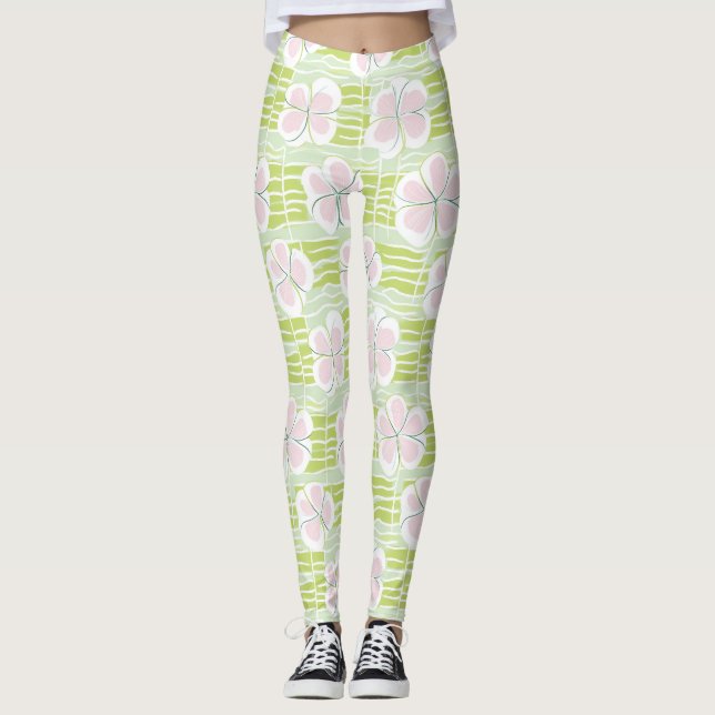 Leggings Motif de ligne florale abstrait moderne (9) (Devant)